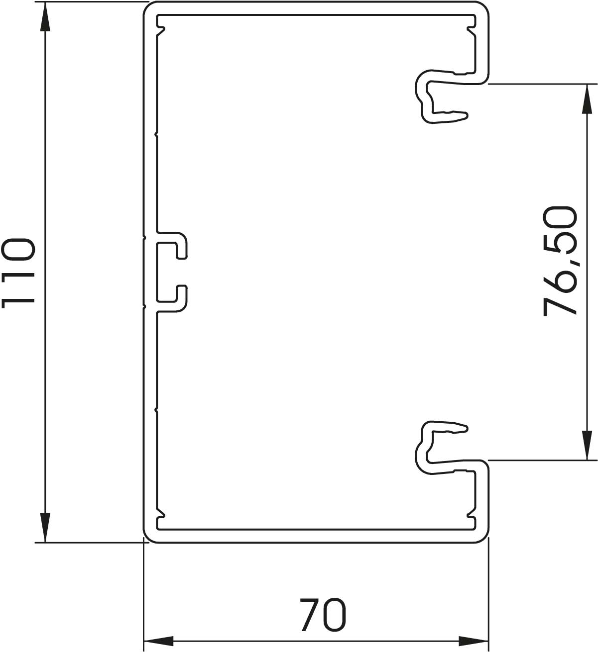 2 M OBO Bettermann Vertr Geräteeinbaukanal o. OT m.Bodenlochung GK-70110RW