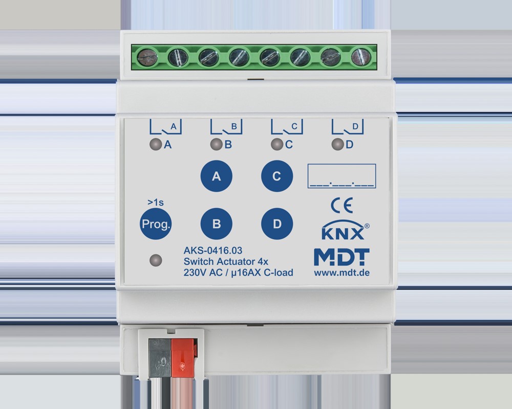 MDT technologies Schaltaktor 4-fach 4TE REG, 16A, 230VAC AKS-0416.03
