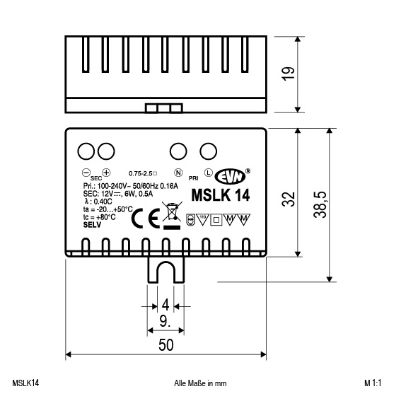 EVN Lichttechnik LED-Netzgerät 12V 0,1-6W MSLK 14