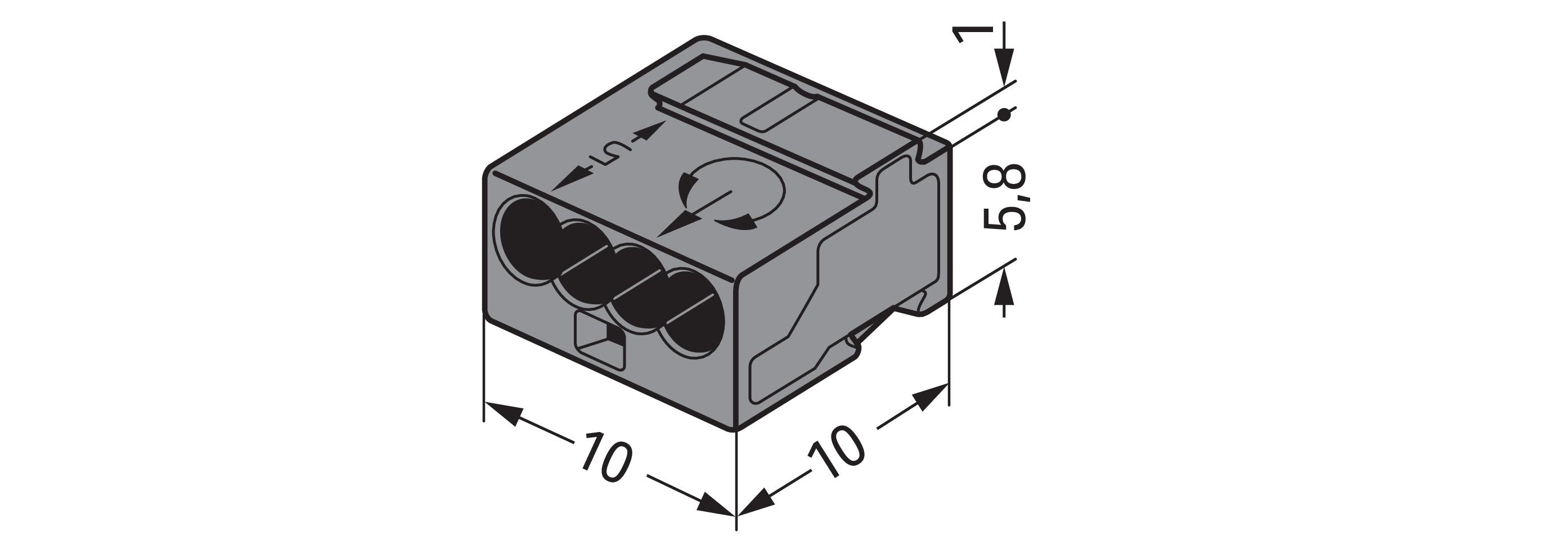 100 STK WAGO GmbH & Co. KG Verbindungsdosenklemme dgr 4x0,6-0,8mm 243-204