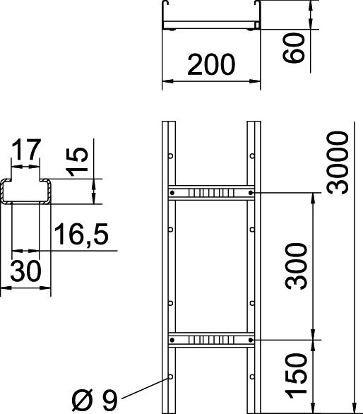 3 M OBO Bettermann Vertr Kabelleiter gelocht m.VS Sp.60x200x3000 LG 620 VS 3 FS