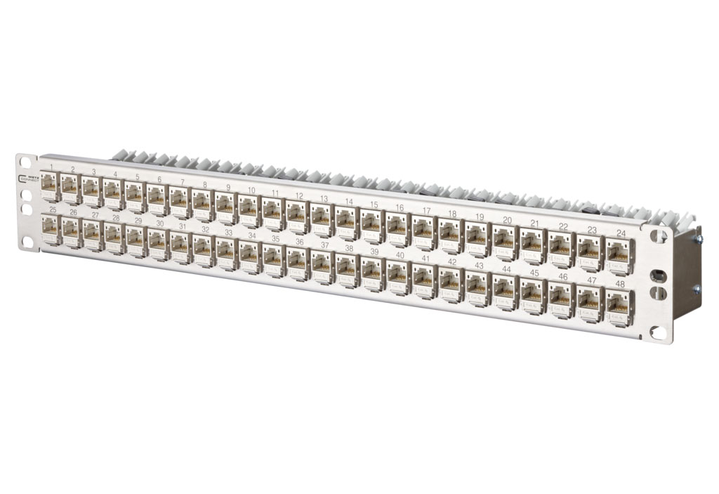 Metz Connect Patchfeld C6Amodul 48Port 1,5HE Edst bestückt TN C6Amod-MP48-Edst