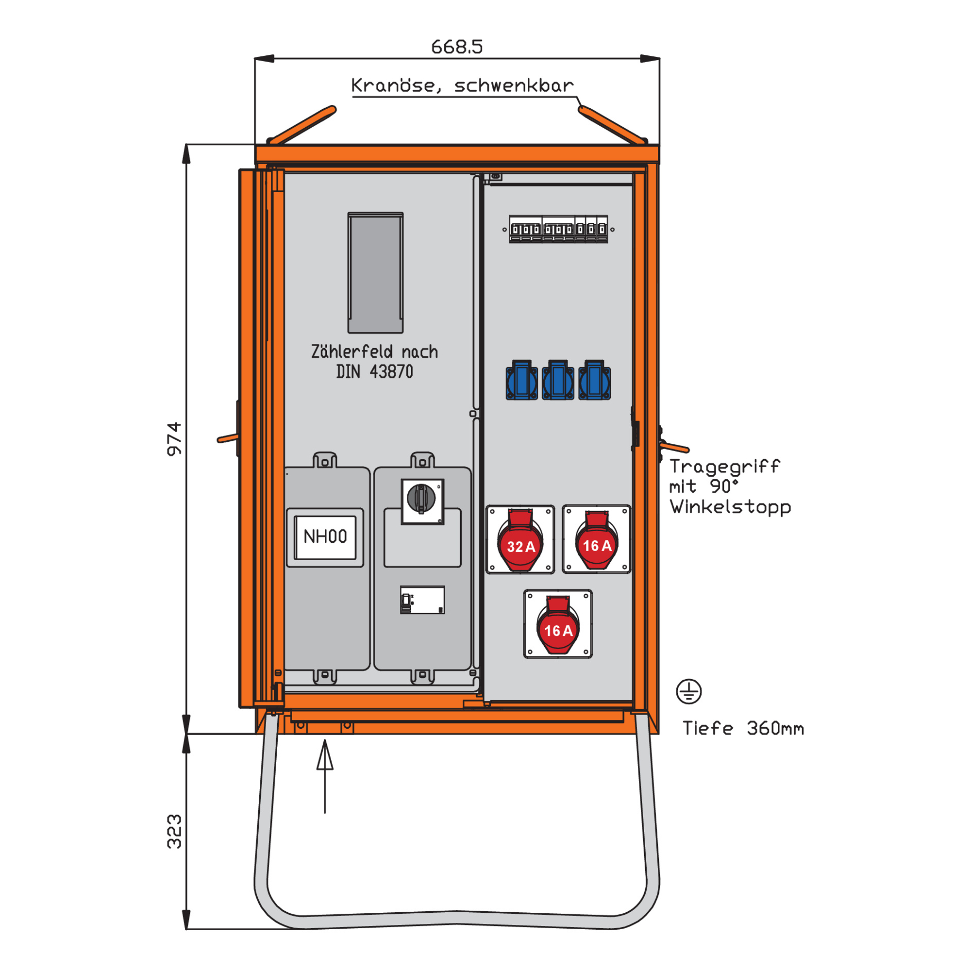 Walther Werke Anschlussverteilerschrank 22kVA m.Zählerplatz WAV0100R1