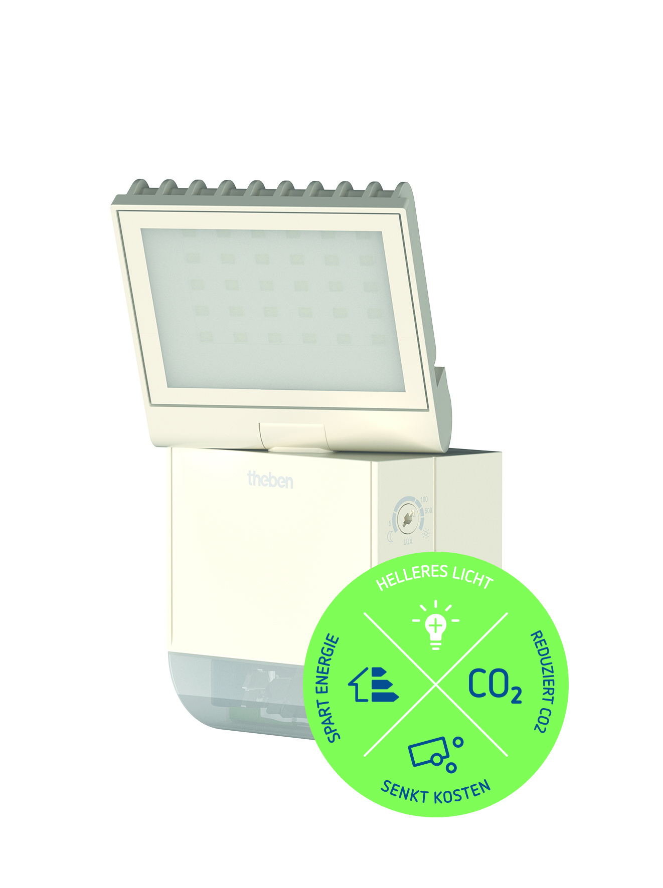 Theben theLeda S8-100 WH LED-Strahler dreh-/schwenkbar, Bewegungsmelder, 4000 K neutralweiß 1020800