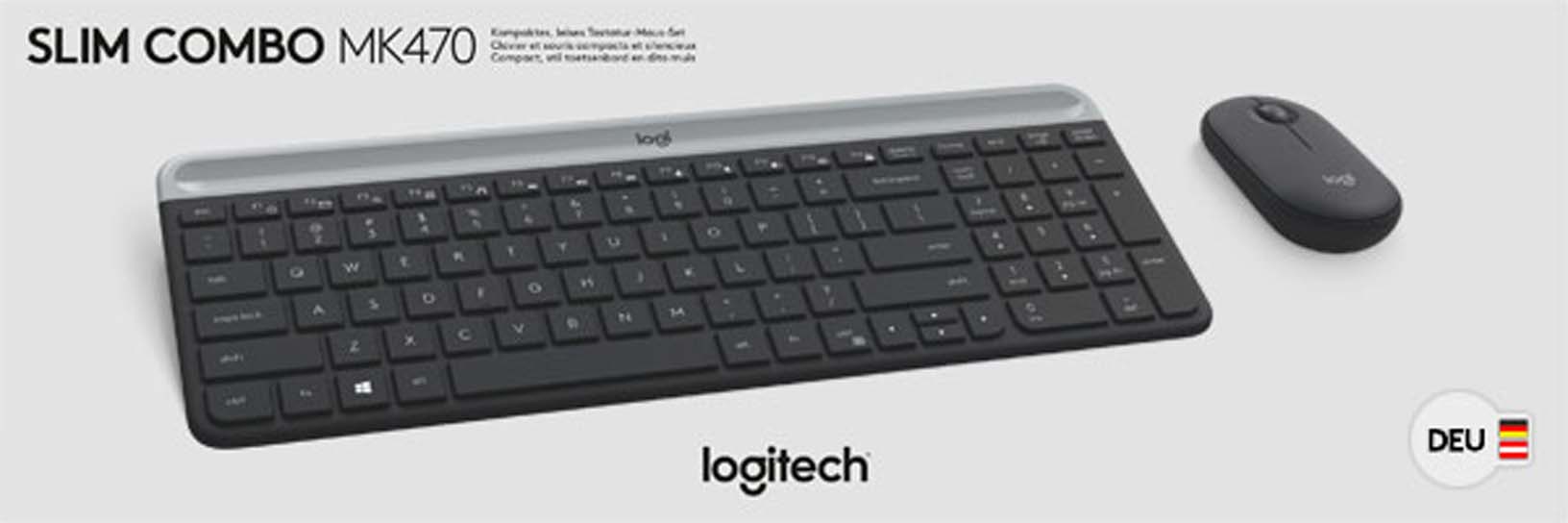 MediaCom-IT Tastatur/Maus Set Wireless,Optisch MK470 gra