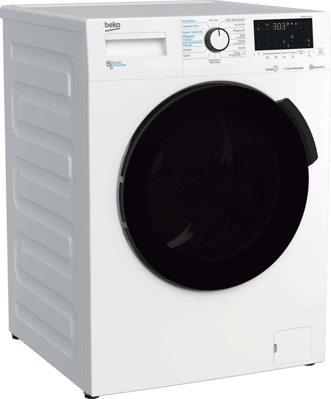 Beko MDA Waschtrockner m.XL-Tür BT,1400Upm,Dampff. WDW85141Steam1