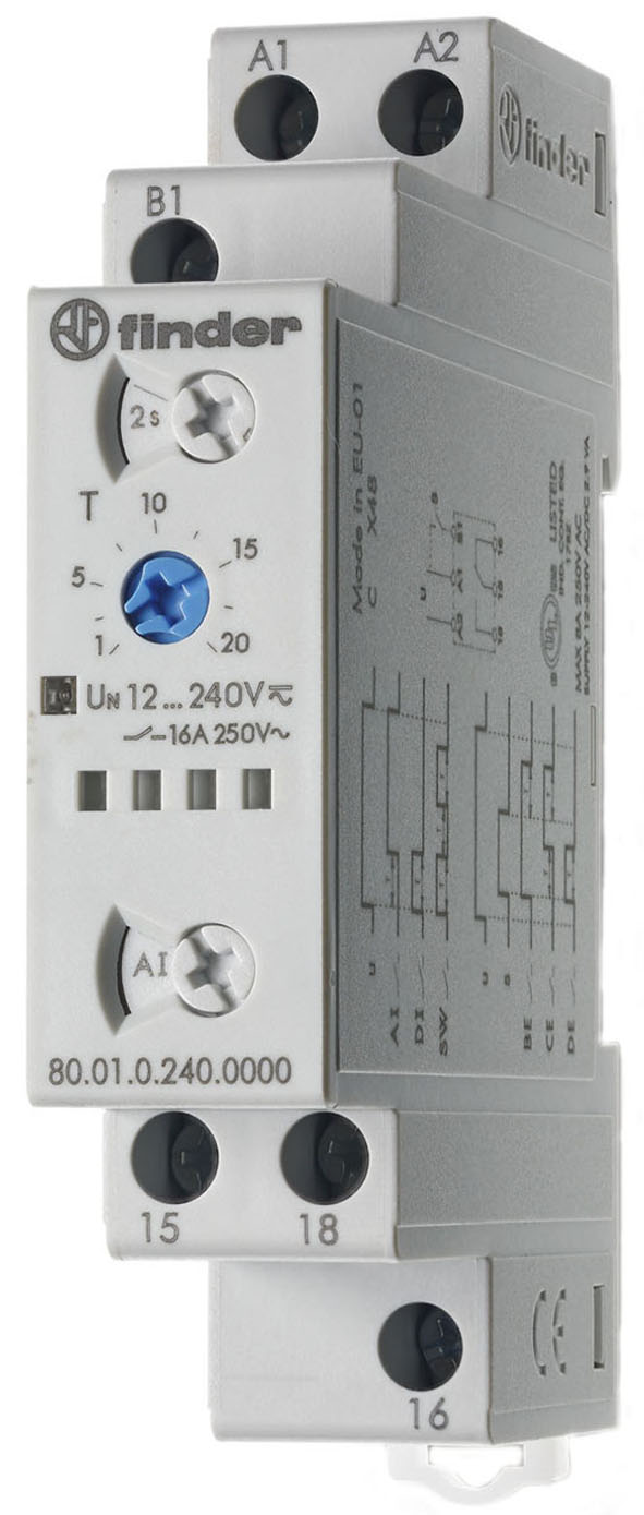 Finder Multifunktions-Zeitrelais 12-240V AC/DC,1W,16A 80.01.0.240.0000