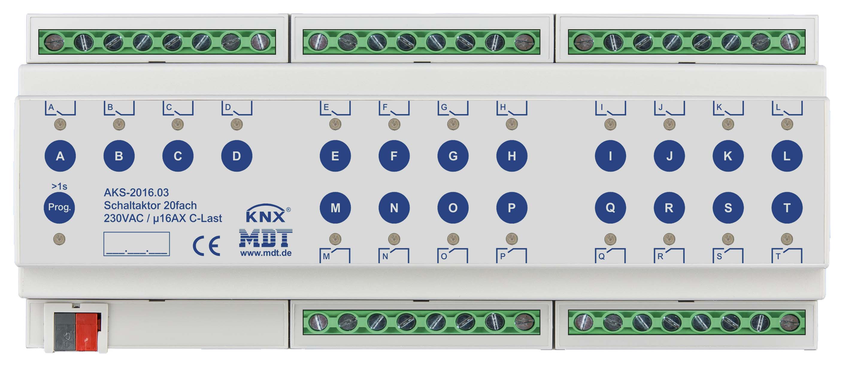 MDT technologies Schaltaktor 20-fach 12TE REG, 16A, 230VAC AKS-2016.03