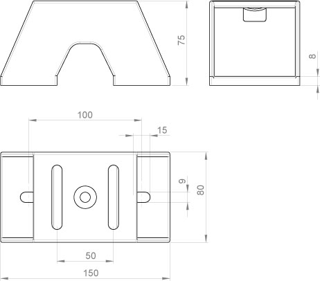 Unex Iso. Längsträger aus U23X lichtgrau 150 66155