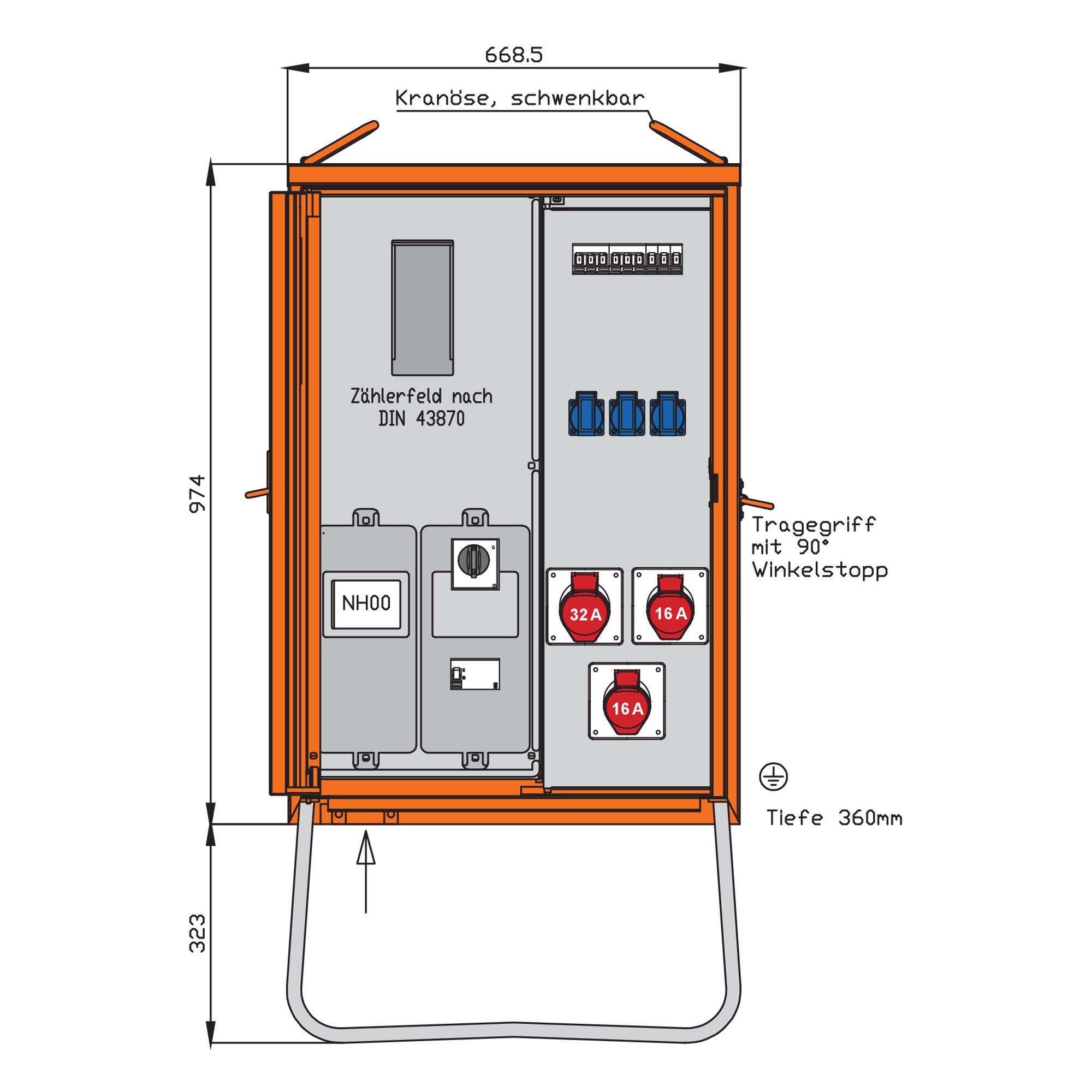 Walther Werke Anschlussverteilerschrank 22kVA m.Zählerplatz WAV0100BR1