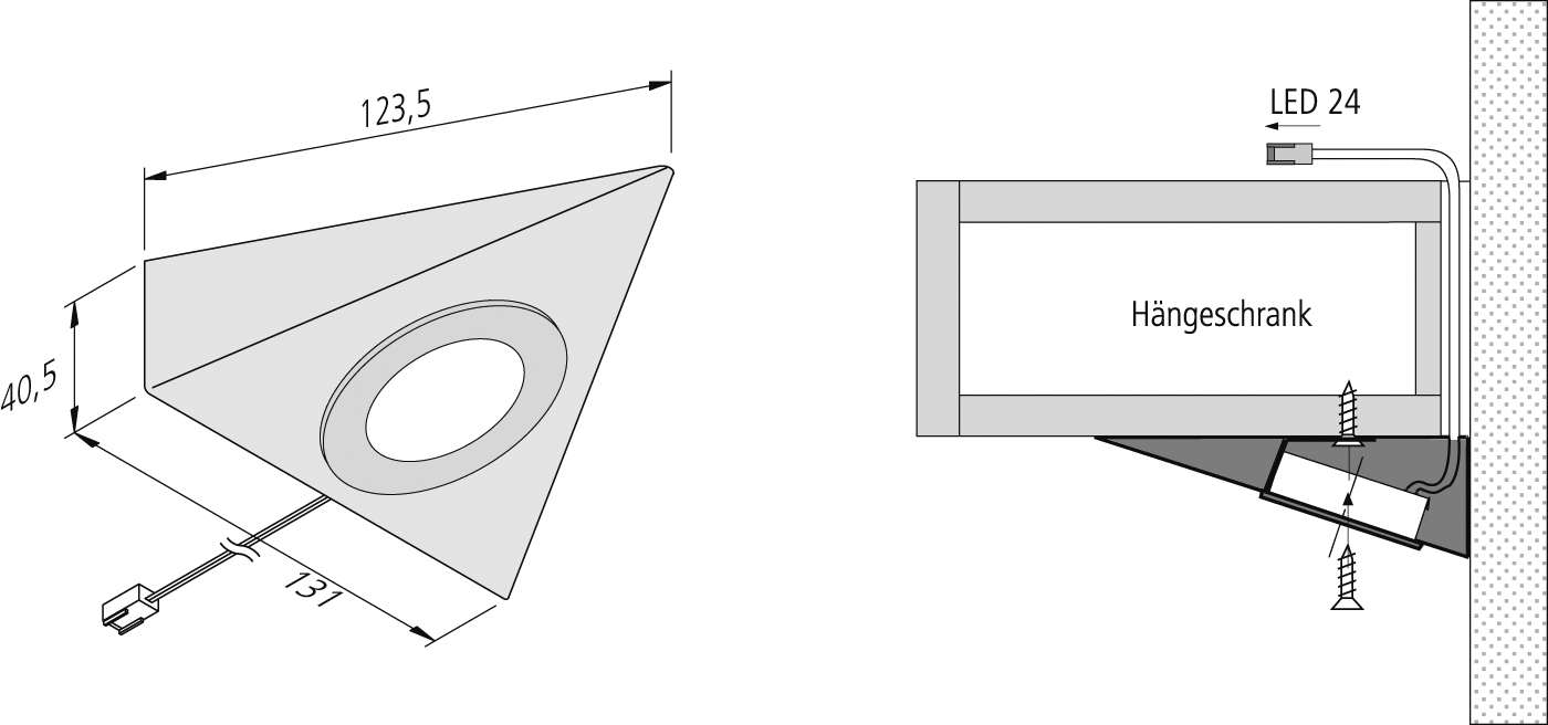 Hera LED-Unterbauleuchte UL2-LED F ww eds 61001461002 EEK G (Spektrum A bis G )