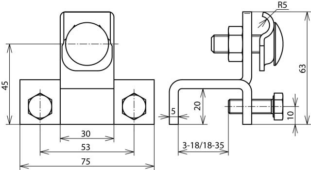 DEHN Anschlussklemme St/tZn senk. f.Profile 3-18 AK610KBSKBF318STTZN