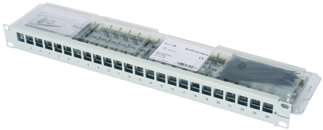 Telegärtner 19Z-Modulträger 1HE grau inkl. 24xAMJ-S Cat6A 100007012