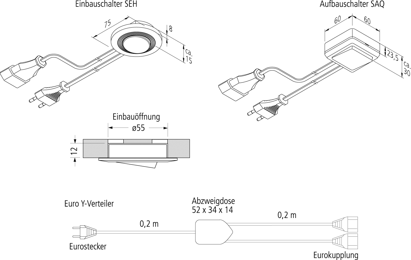 Hera Euro Y-Verteiler Stecker+2Buchsen 21503160101