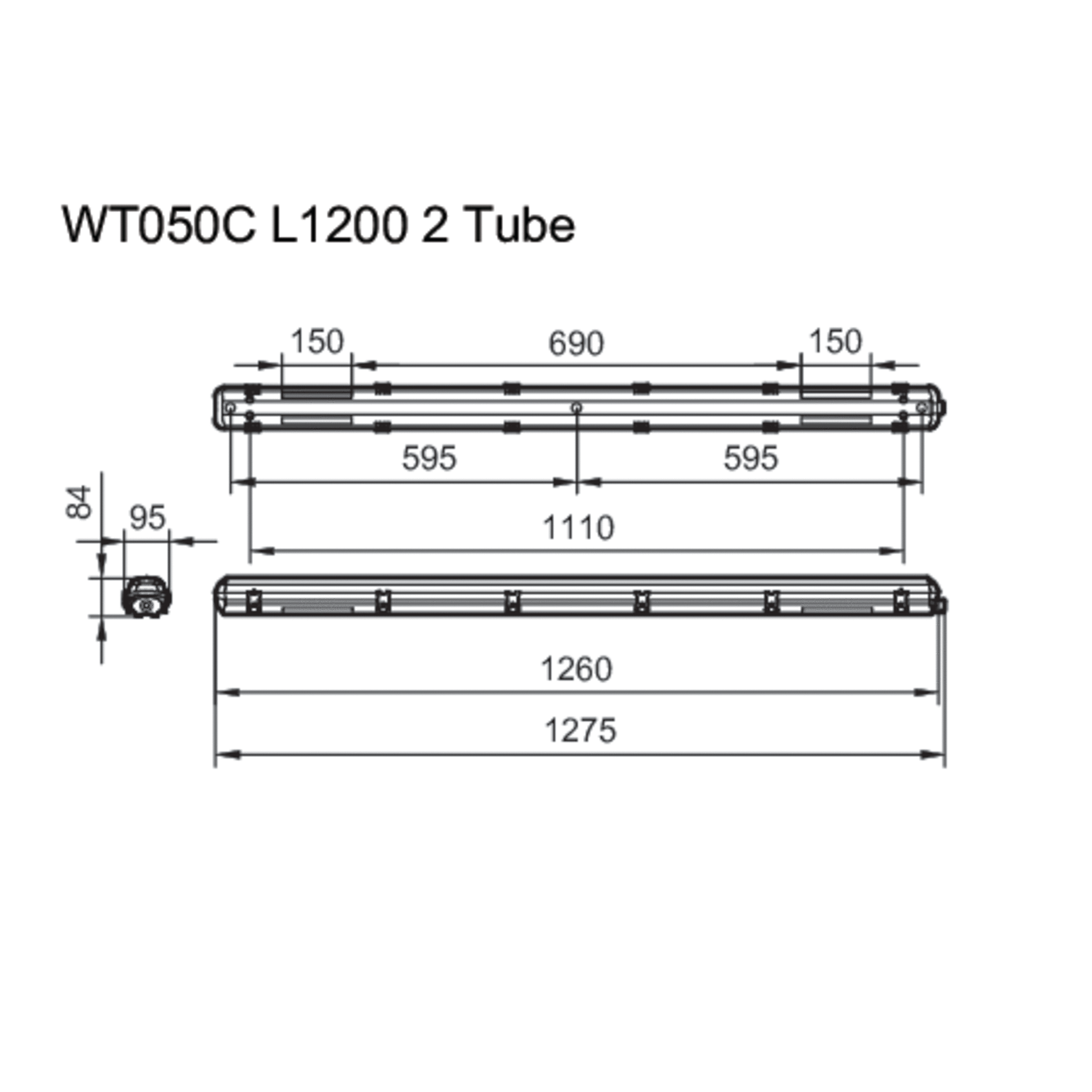 Philips Lighting Feuchtraumleuchte f. 2x LED-Tubes WT050C 2xTLED L1200