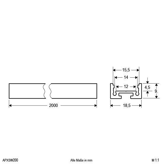 EVN Lichttechnik Alu-Profil extra flach 200cm weiss APXSW200