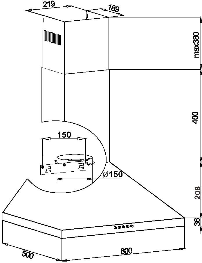 Amica Kaminhaube Trapez KH 17286-3 E