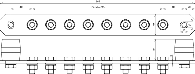 DEHN Potentialausgleichschiene o. Abdeckung Cu PAS I 8AP M10 CU