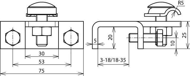 DEHN Anschlussklemme St/tZn waag. f.Profile 3-18 AK610KBWKBF318STTZN