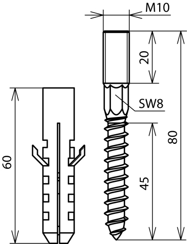 DEHN Befestigungsset 2 Schrauben+Dübel BS M10 PAS