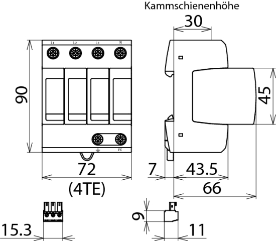 DEHN ÜS-Ableiter DEHNguard 230/400V,IP20,Typ2 DG M TNS 275 FM