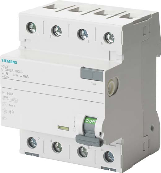 Siemens Dig.Industr. FI-Schutzschalter Typ A, 30mA , 40A 5SV3344-6KK12