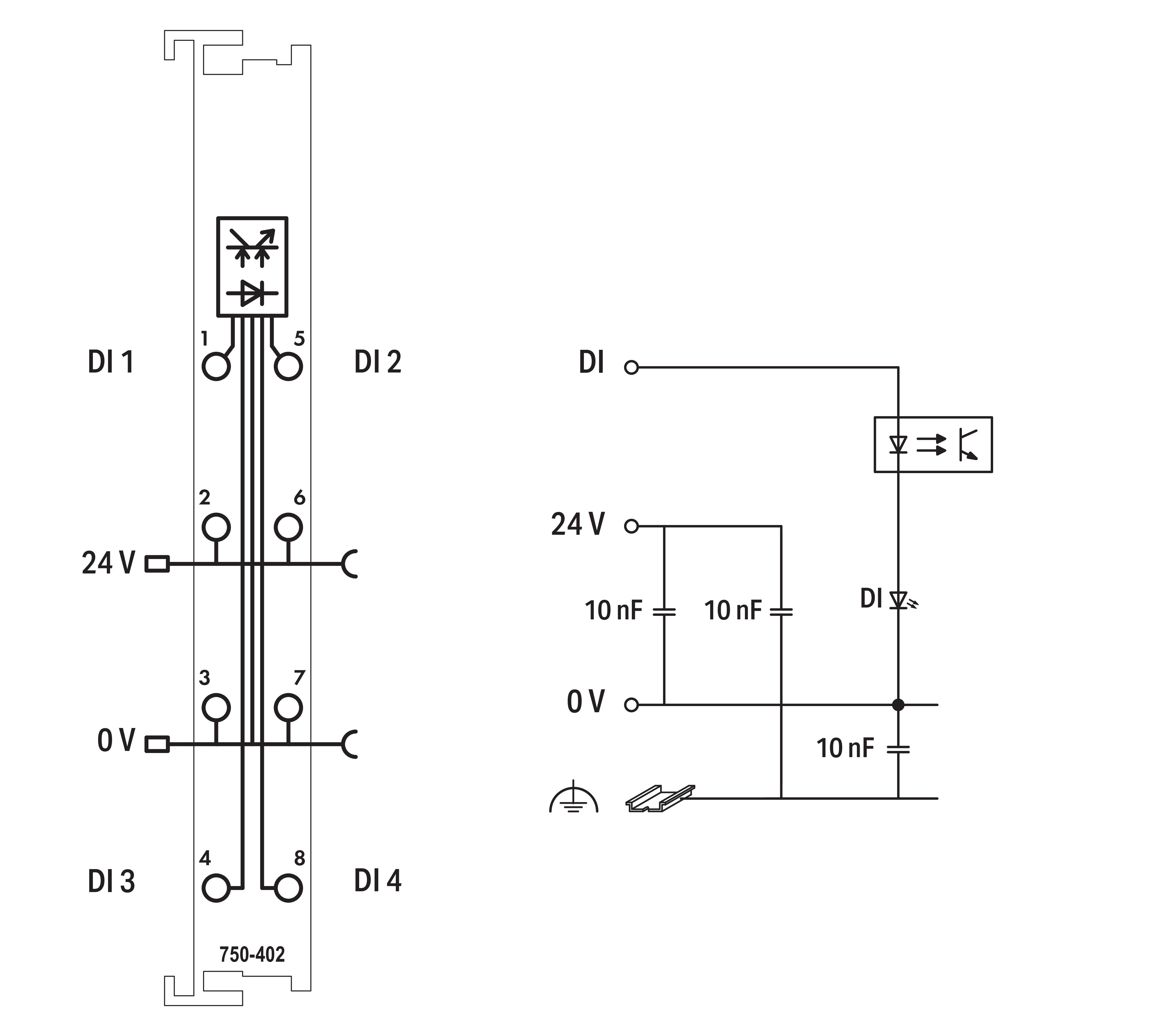 WAGO GmbH & Co. KG Digitale Eingangsklemme 4-Kanal DC24V 3.0ms 750-402