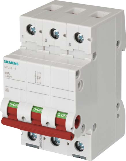 Siemens Dig.Industr. Ausschalter 63A,3pol.,rot 5TL1363-1