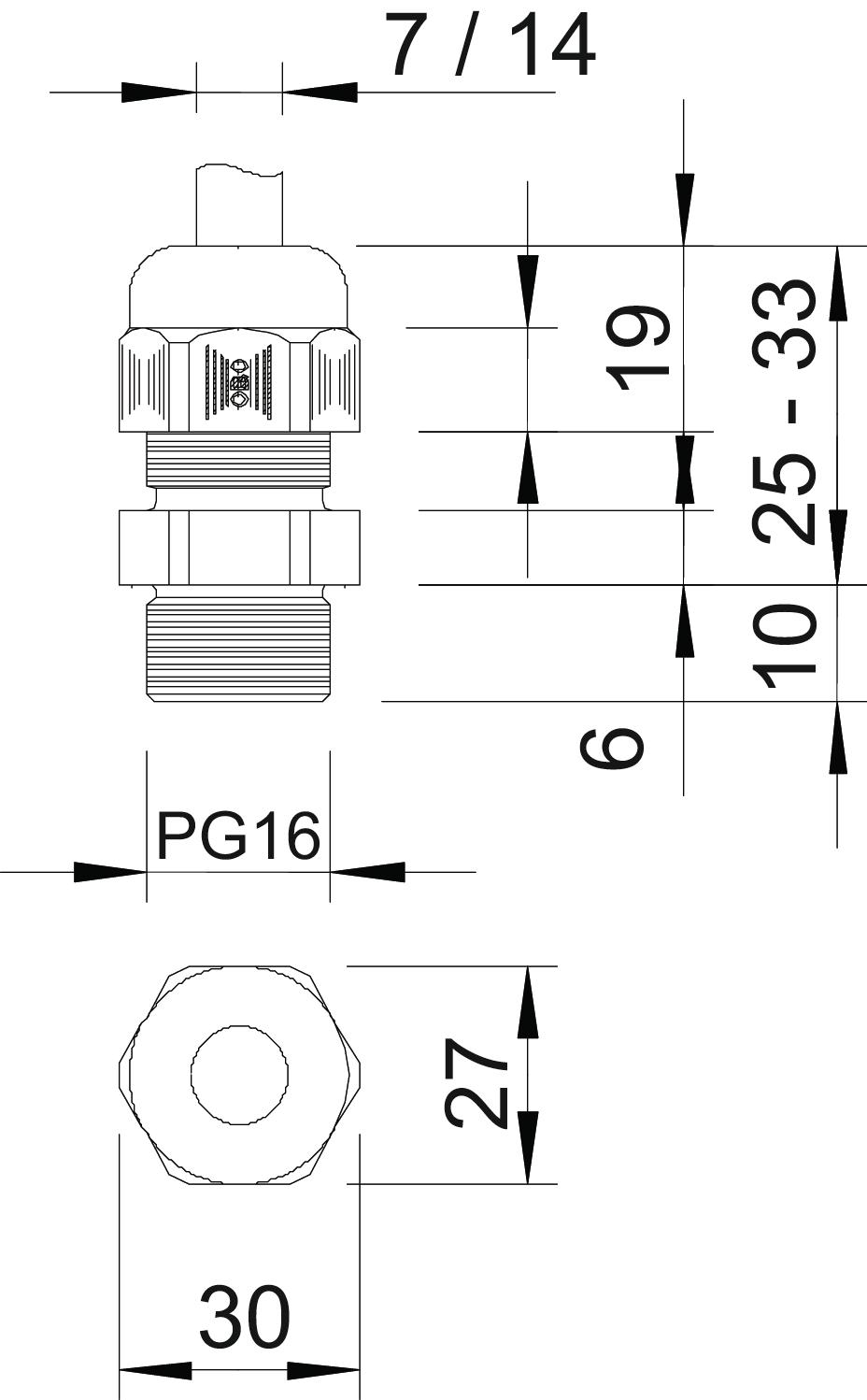 OBO Bettermann Vertr Verschraubung V-TEC PG16 LGR