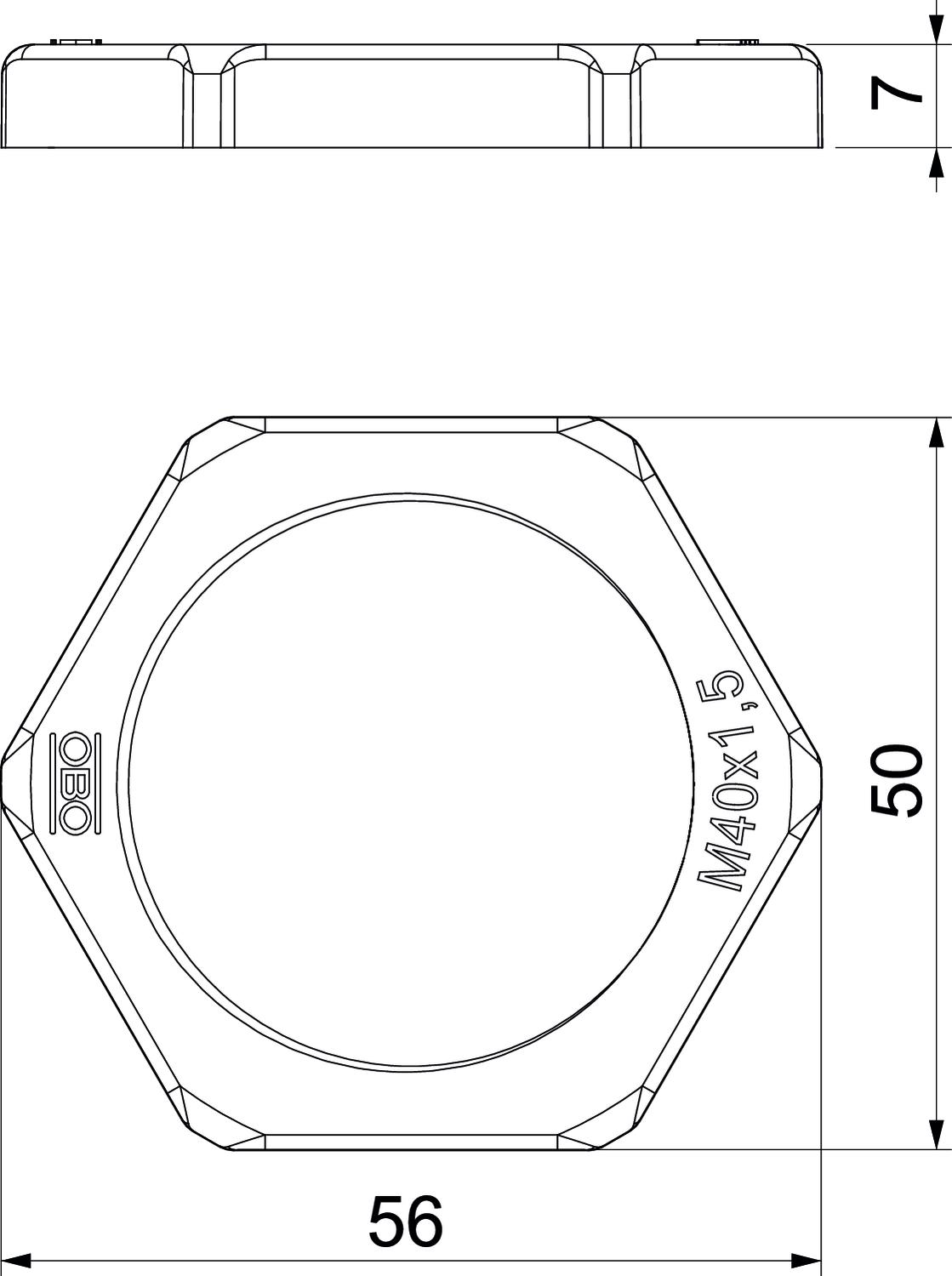 OBO Bettermann Vertr Gegenmutter Iso 116 M40 LGR PS