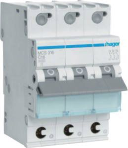 Hager Leitungsschutzschalter 3p. C-16A 6kA 3M QC MCS316