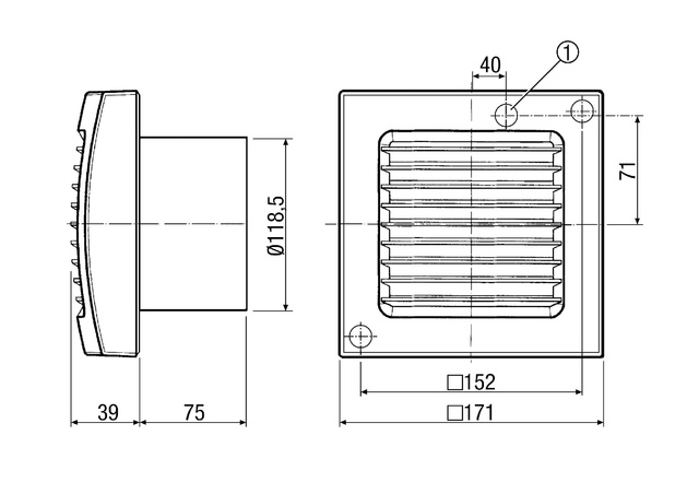 Maico Ventilator 19W,170cbm/h,IP45 ECA 120