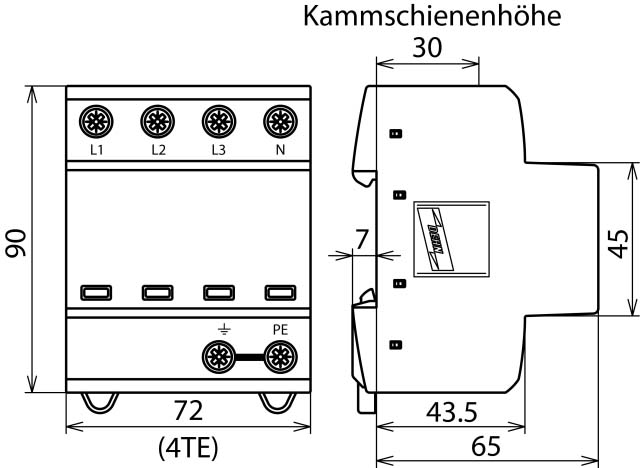 DEHN Kombi-Ableiter TN-S-Systeme DSH TNS 255