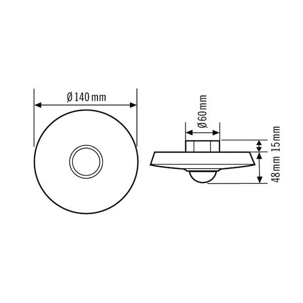 ESYLUX Decken-Bewegungsmelder UP 360° RW ca.8m MD 360/8