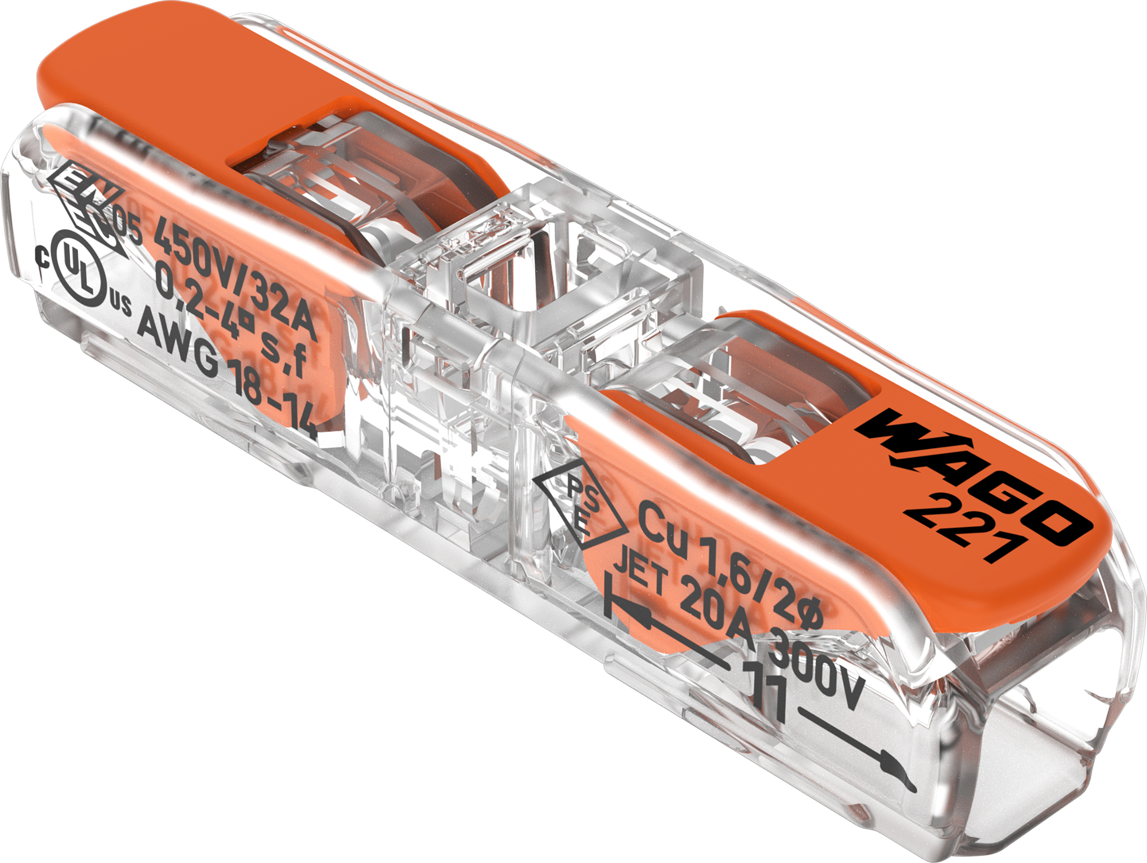 60 STK WAGO GmbH & Co. KG Durchgangsverbinder mit Hebel 221-2411