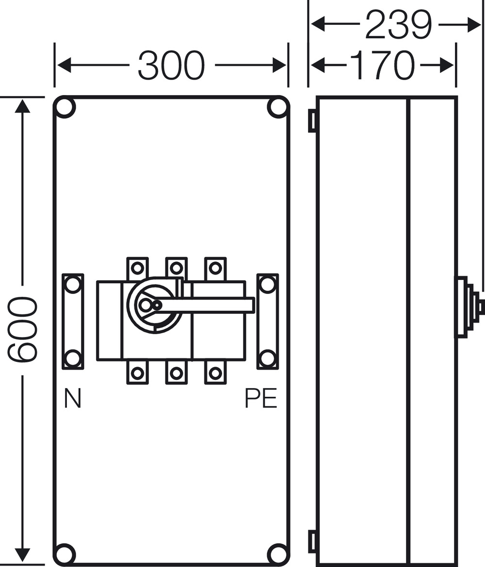 Hensel Lastschaltergehäuse 250A 3p.+PE+N Mi 7455
