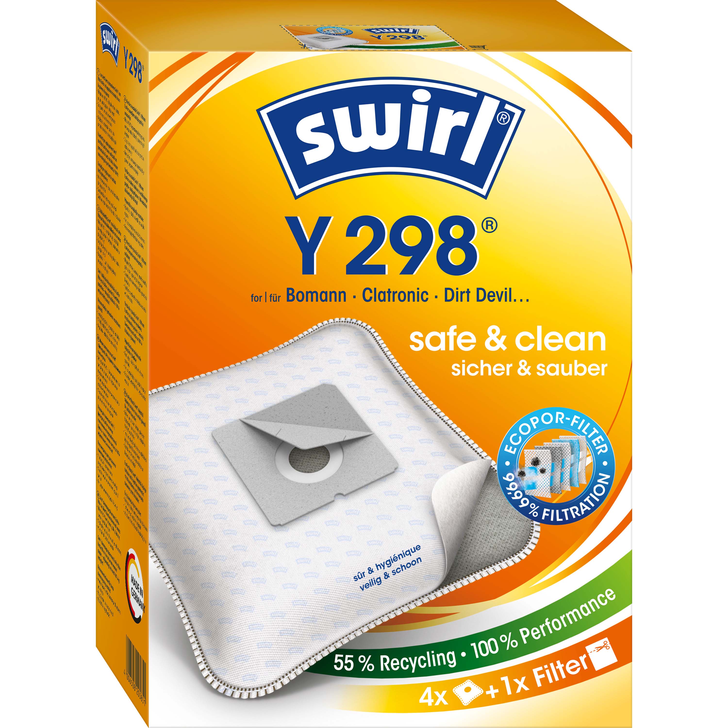 Melitta SDA Staubbeutel für übrige Marken Y 298(Y198)EcoPorVE4