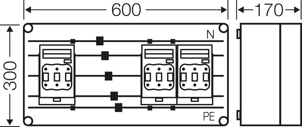 Hensel Sicherungsgehäuse 3x NH00 Mi 6436 Hensel Sicherungsgehäuse 3x NH00 Mi 6436