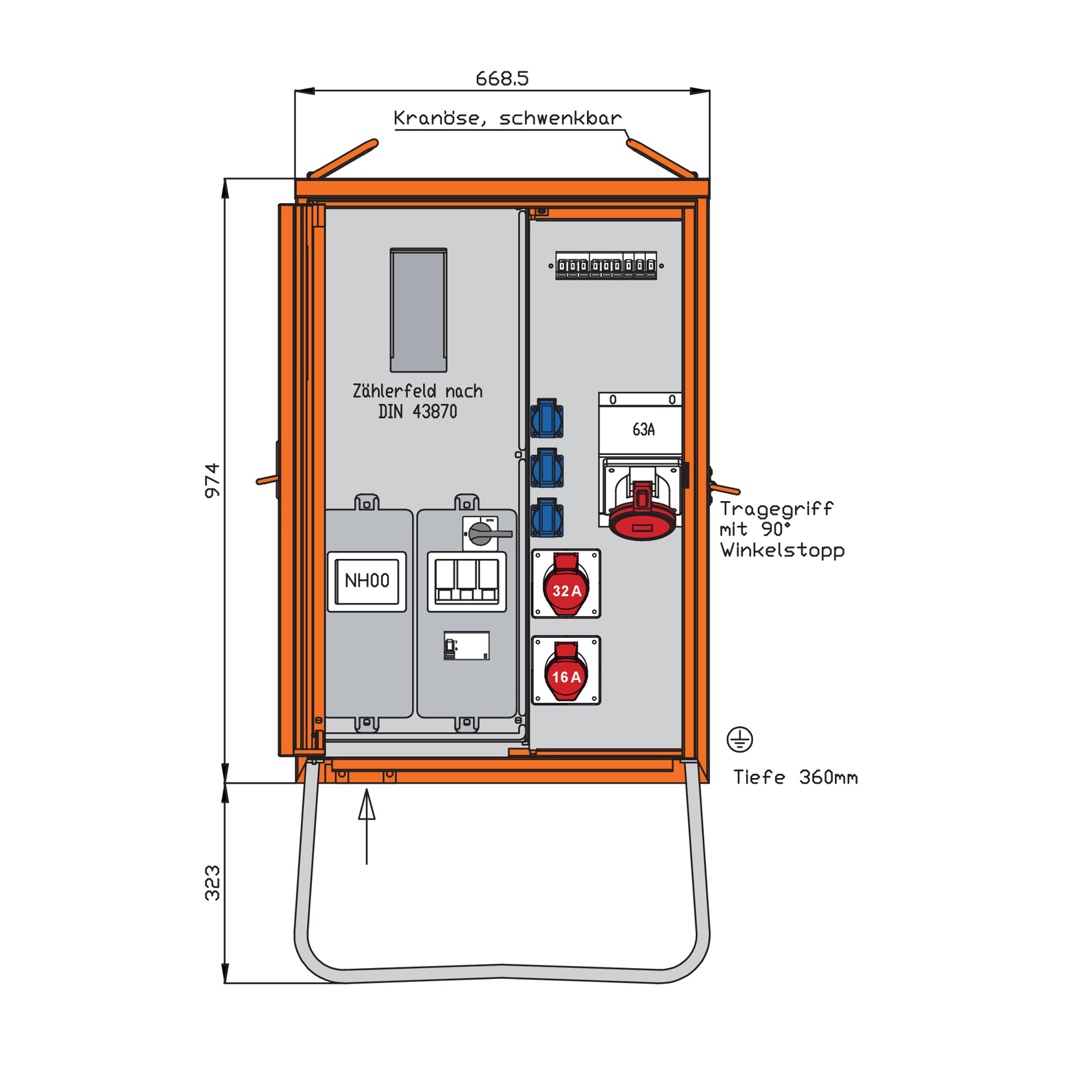 Walther Werke Anschlussverteilerschrank 44kVA m.Zählerplatz WAV0160R1