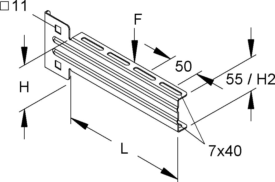 Niedax Ausleger H=73mm,B=105mm KTUM 100