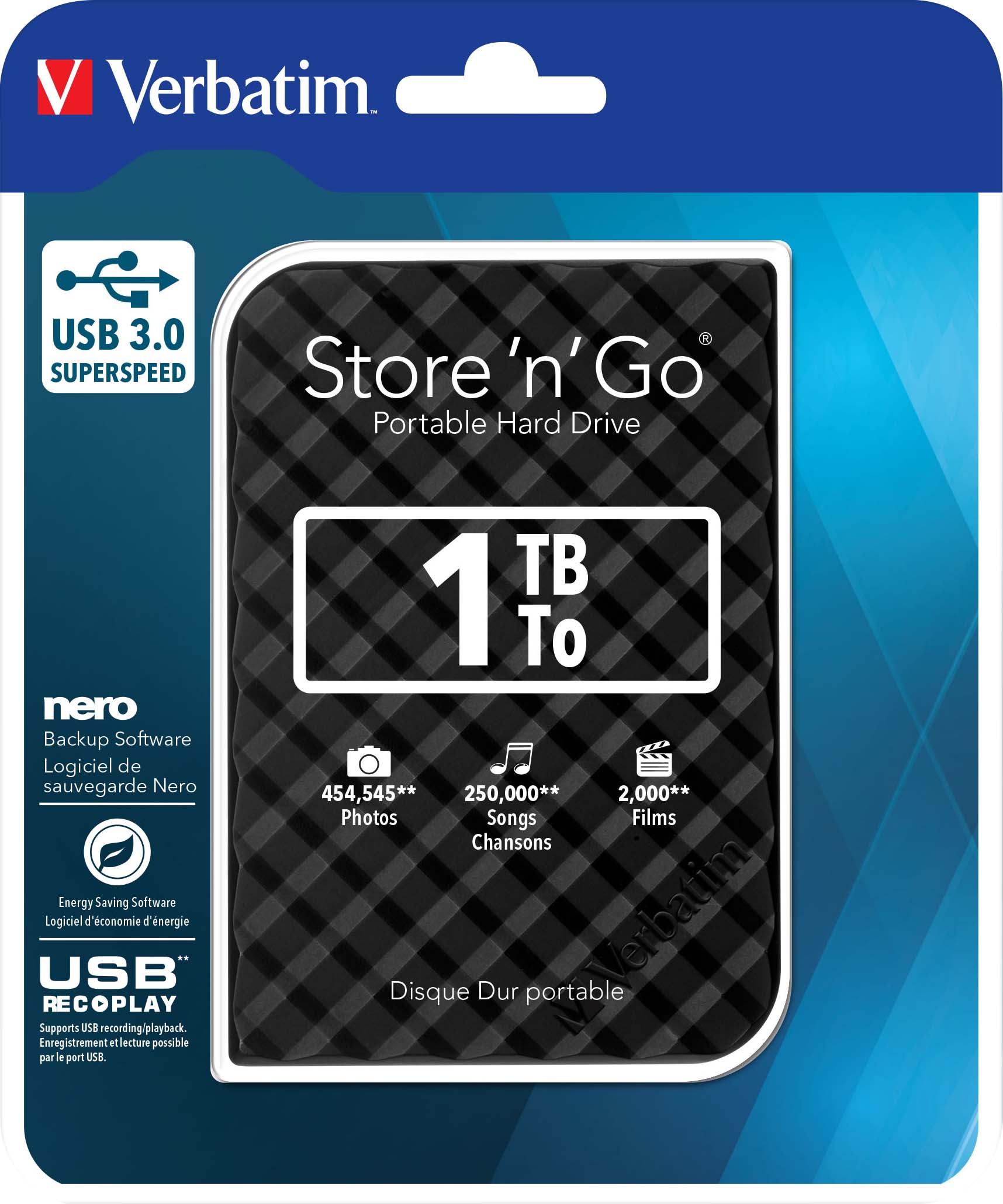 MediaCom-IT Festplatte 1TB USB3.0 Extern,6,35cm(2,5Z) VERBATIM 53194