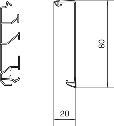 2 M Tehalit SockelleistenkanalOberteil zu SL 20x80mm vw SL20080219016