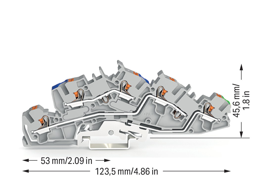 50 STK WAGO GmbH & Co. KG Installationsetagenklemme 4 mm² mit Drücker 2205-7646