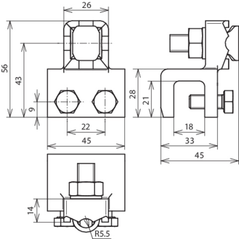 DEHN Anschlussklemme TG/tZn Fl 8-18 f.Rd 7-10 370 018