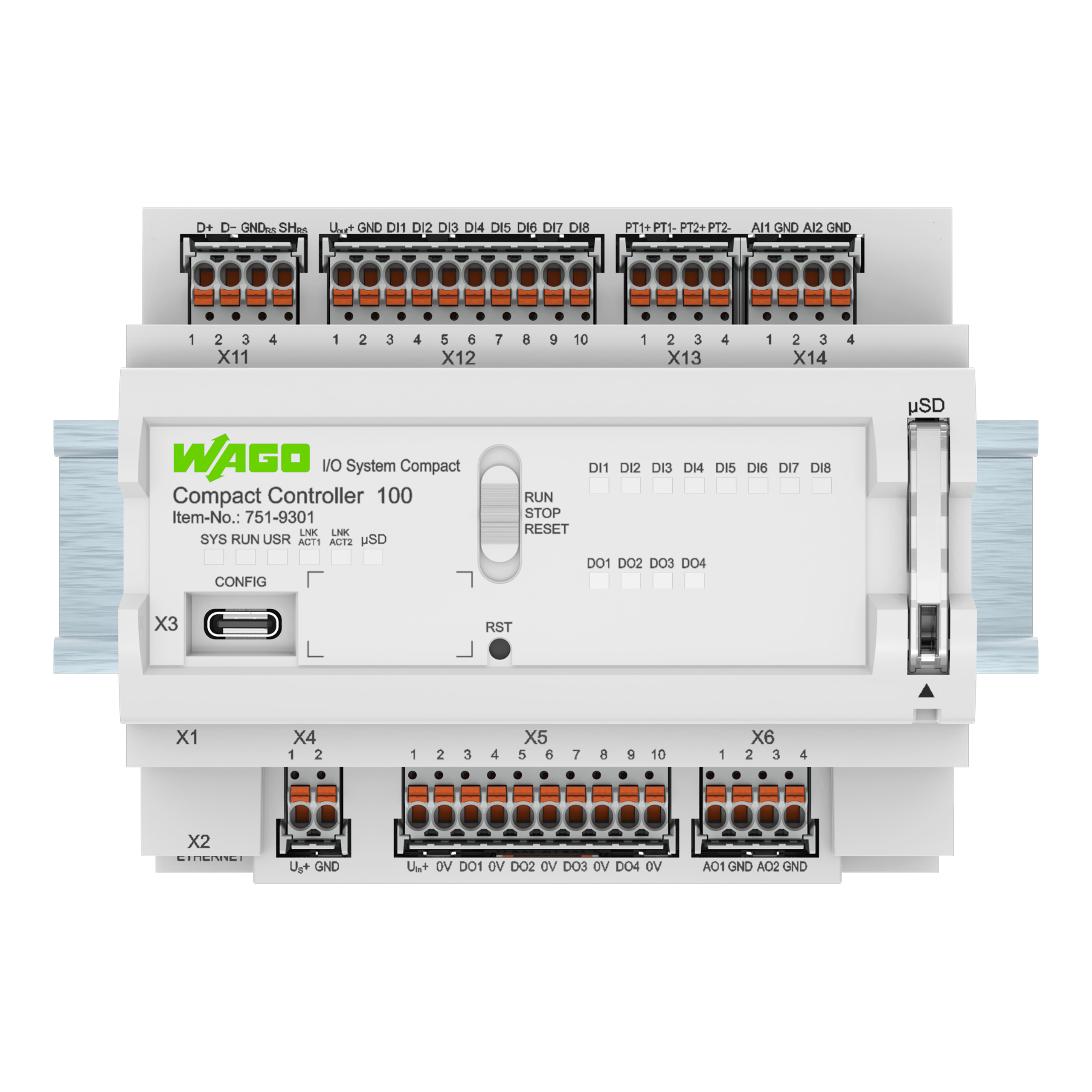 WAGO GmbH & Co. KG Compact Controller 100, 8DI 4DO 2AI 751-9301