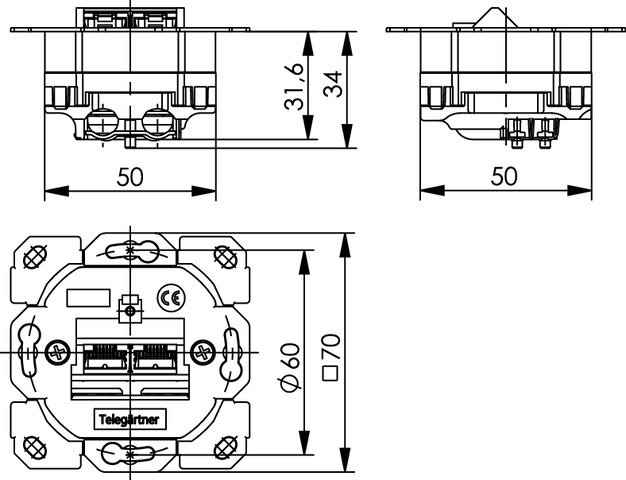 Telegärtner Anschlussdose AMJ45 8/8Klasse E 100022944