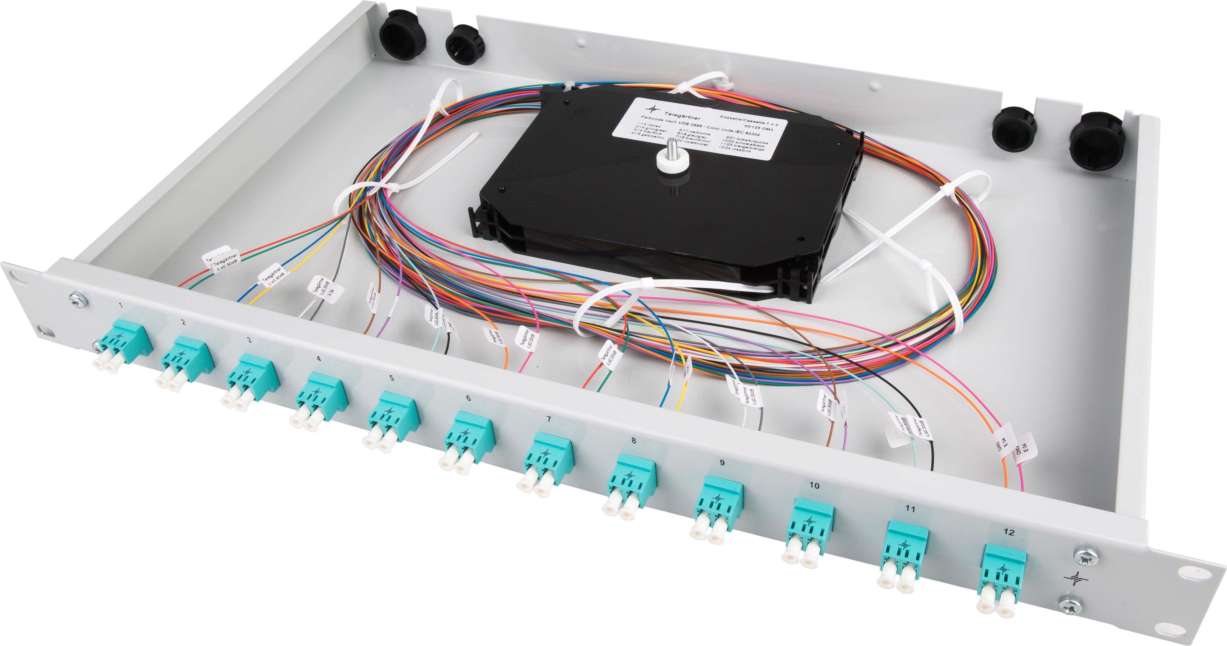 Telegärtner Spleißbox bestückt 6xLCD/APC OS2 1HE TNSB-Be-6LCDAPC-OS2