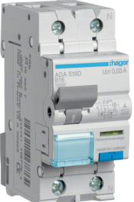 Hager FI/LS-Schalter 1P+N 10kA B-16A 30mA ADA516D