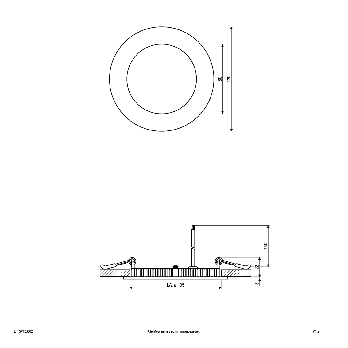 EVN Lichttechnik LED Einbau Panel ws 9W 3000K 120mm rd. LP RW 123502