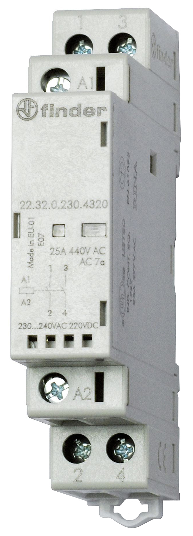 Finder Installationsschütz 230VAC/DC,2S,LED 22.32.0.230.4320